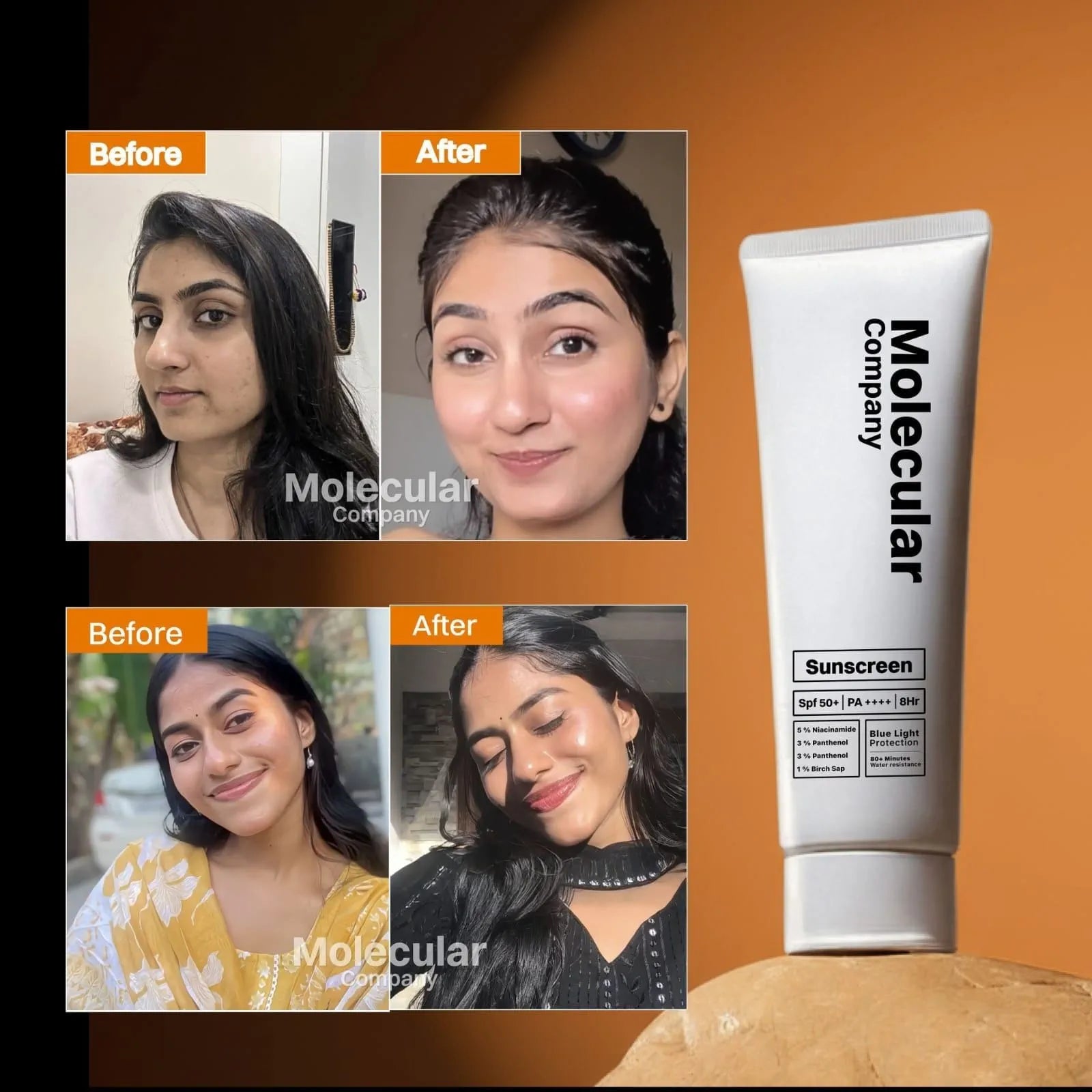 Buy 2 get 1 free || Molecular SPF 50 Broad Spectrum Sunscreen Cream – Lightweight Daily UV Protection for Healthy, Hydrated Skin