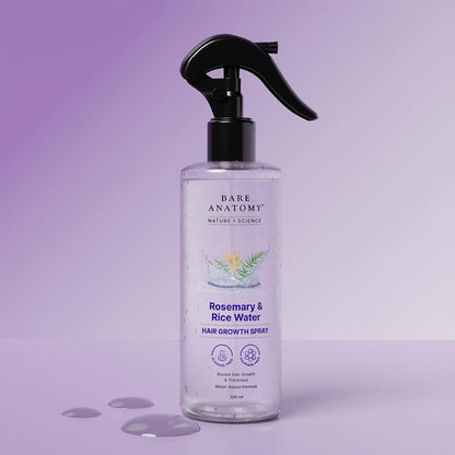 Nature x Science Rosemary Water Spray for Hair Growth &amp; Hair Thickness with Rice Water | 100% Natural Extract | Soft &amp; Smooth Hair | Controls Hairfall &amp; Adds Shine | Non-Greasy &amp; Fast Absorbing | 200 ml