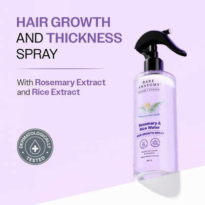 Nature x Science Rosemary Water Spray for Hair Growth &amp; Hair Thickness with Rice Water | 100% Natural Extract | Soft &amp; Smooth Hair | Controls Hairfall &amp; Adds Shine | Non-Greasy &amp; Fast Absorbing | 200 ml