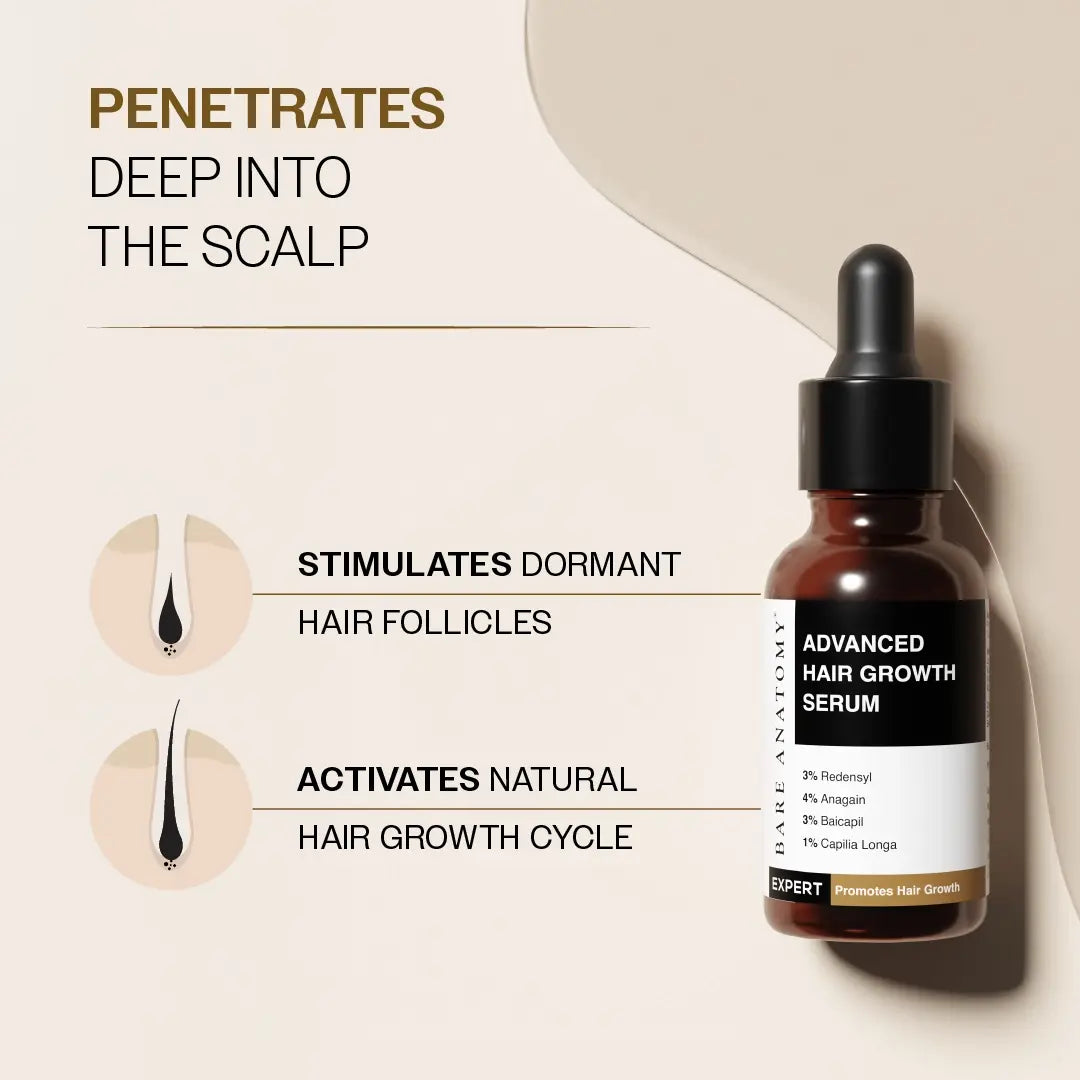 Hair Growth Serum (30 ml | Pack of 3) &amp; Scalp Massager Hair Growth Combo