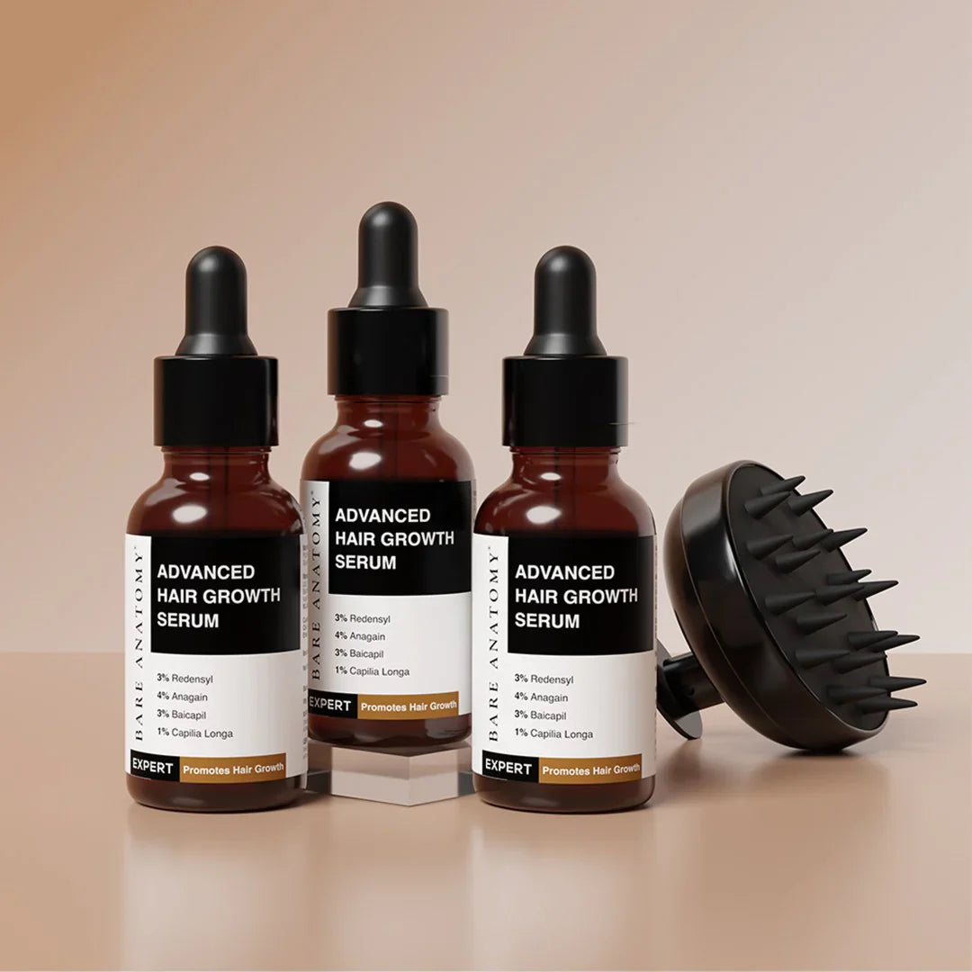 Hair Growth Serum (30 ml | Pack of 3) &amp; Scalp Massager Hair Growth Combo